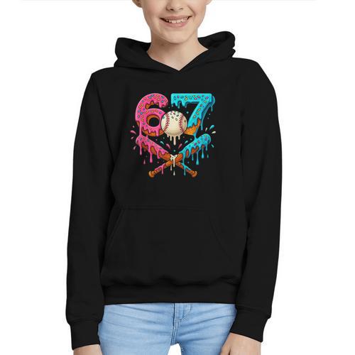 67 Ice Cream Drip Baseball Meme – Six Seven Gen Alpha Graphic Youth Hoodie - Sportilla