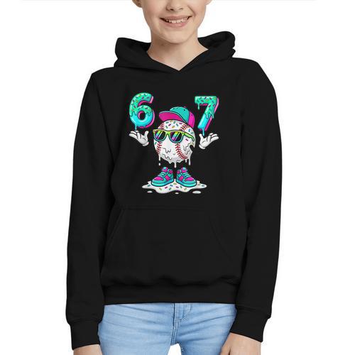67 Meme Six Seven 6 7 Meme Baseball Drip Graphic Youth Hoodie - Sportilla