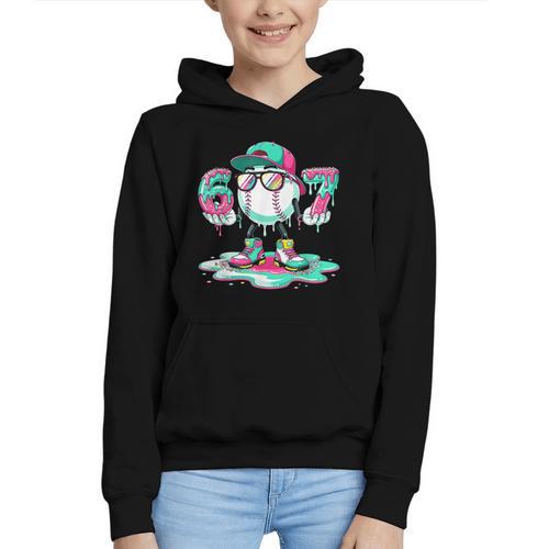 67 Meme Six Seven 6 7 Meme Baseball Ice Cream Drip Graphic Youth Hoodie - Sportilla