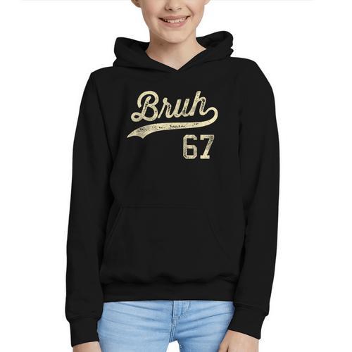 67 Six Seven Bruh Meme Baseball Style Vintage Graphic Youth Hoodie - Sportilla