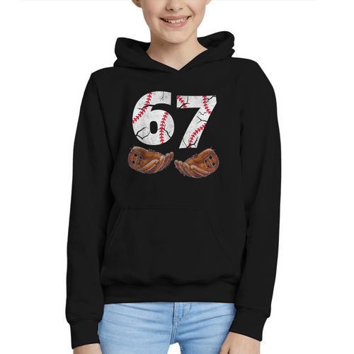 67 Trend Baseball Six Seven Number For Boys Men Graphic Youth Hoodie - Sportilla