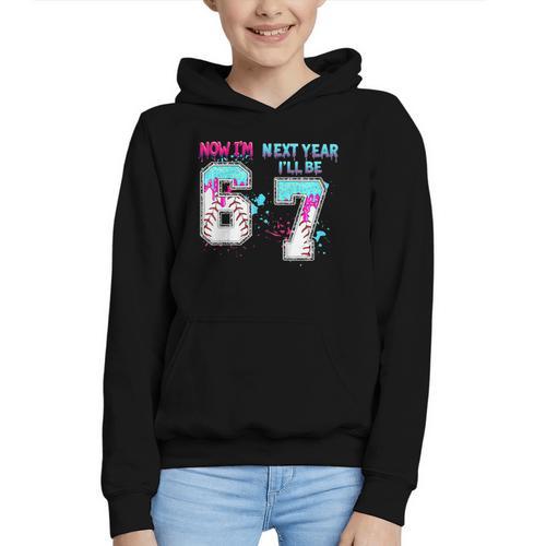 6th Birthday Now I'm 6 Next Year I'Ll Be 7 Baseball Drip 67 Graphic Youth Hoodie - Sportilla