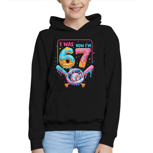7th Birthday Boys I Was 6 Now I'm 7 Baseball Ice Cream Drip Graphic Youth Hoodie - Sportilla