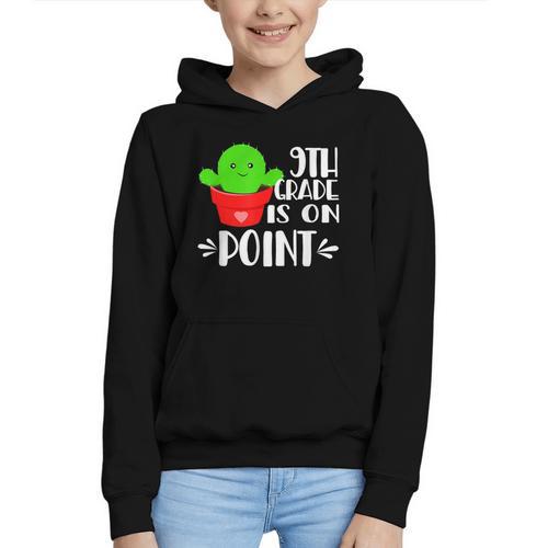 9th Grade Is On Point Cactus Back To School Graphic Youth Hoodie - Savourry