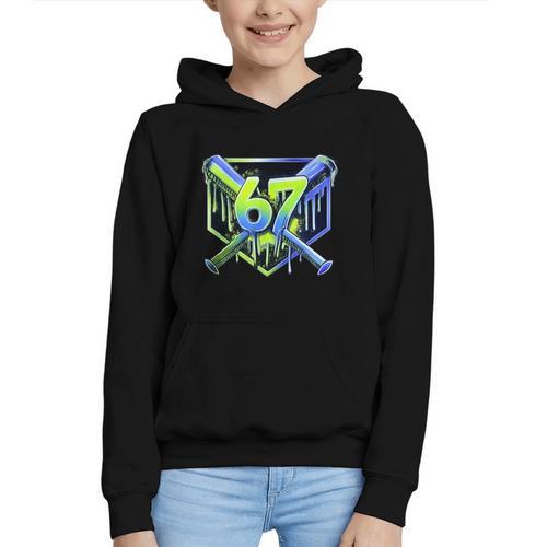 Awesome 67 Baseball Drip Effect Baseball 6-7 Meme Graphic Graphic Youth Hoodie - Sportilla