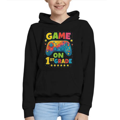 Back To School 1st Grade Boys Gamer First Day School Level Graphic Youth Hoodie - Savourry