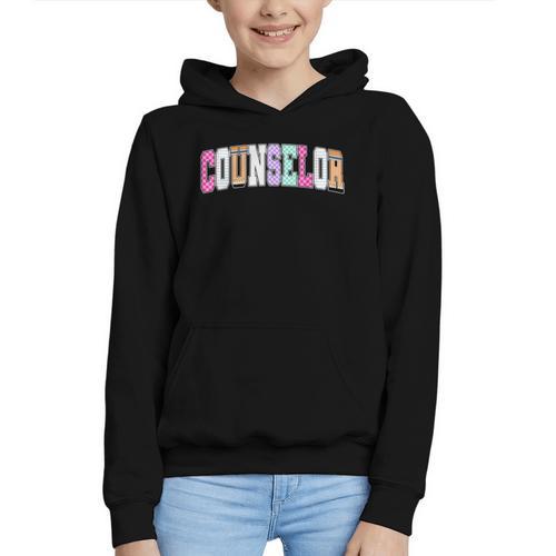 Back To School Counselor Preppy Checkered Counselor Life Graphic Youth Hoodie - Savourry