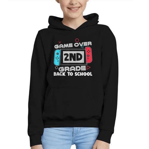 Back To School Game Over 2nd Grade Gamer Kids Boys Graphic Youth Hoodie - Savourry