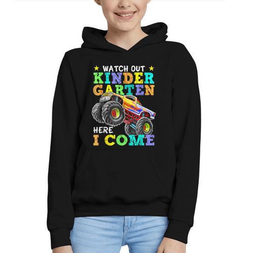 Back To School Kindergarten Here I Come For Boy Kid Truck Graphic Youth Hoodie - Savourry
