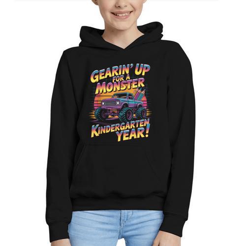 Back To School Kindergarten Monster Truck First Day Boys Graphic Youth Hoodie - Savourry