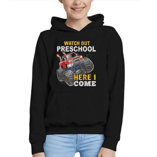 Back To School Preschool Here I Come For Boy Kids Truck Graphic Youth Hoodie - Savourry