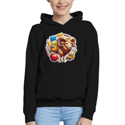 Back To School Ram Boys Girls Student Kids Lover Farmer Cute Graphic Youth Hoodie - Savourry