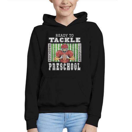 Back To School Ready To Tackle Preschool Football Theme Graphic Youth Hoodie - Savourry