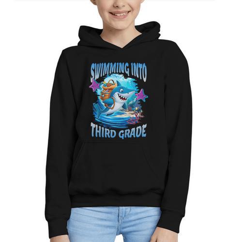 Back To School Third Grade Shark Graphic Youth Hoodie - Savourry