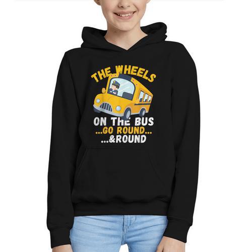 Back To School The Wheels On The Bus Go Round And Round Kids Graphic Youth Hoodie - Savourry