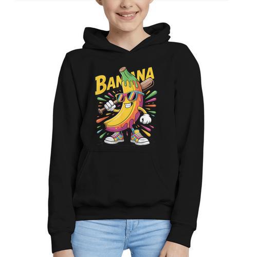 Banana Baseball Cartoon Cool Sports Kids Teens Graphic Youth Hoodie - Sportilla