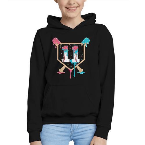 Baseball 11 Year Old Ice Cream Drip 11th Birthday Boy Player Graphic Youth Hoodie - Sportilla