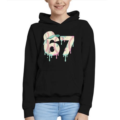 Baseball 67 Drip Six Seven Baseball Dripping Boys Kids Graphic Youth Hoodie - Sportilla