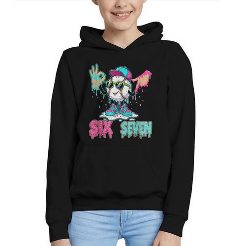 Baseball 67 Drip Six Seven Hand Signs Ice Cream Meme Graphic Youth Hoodie - Sportilla