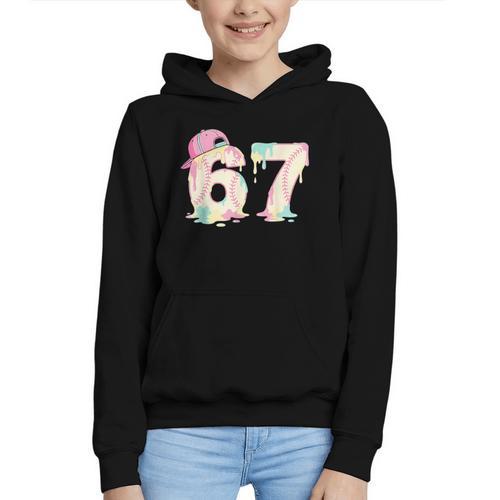 Baseball 67 Dripping Six Seven Drip Boys Gen Z Graphic Youth Hoodie - Sportilla