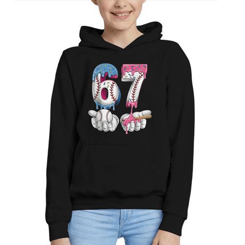 Baseball 67 Ice Cream Drip Six Seven Boys Girls Meme Graphic Youth Hoodie - Sportilla