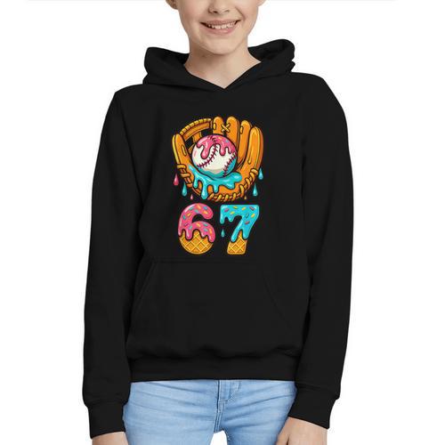 Baseball 67 Ice Cream Drip 67 Six Seven Meme 67th Birthday Graphic Youth Hoodie - Sportilla