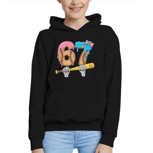 Baseball 67 Ice Cream Drip Skeleton Six Seven Boys Meme Graphic Youth Hoodie - Sportilla