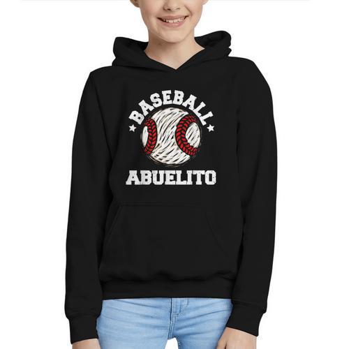 Baseball Abuelito Distressed Vintage Grandpa Game Day Graphic Youth Hoodie - Sportilla