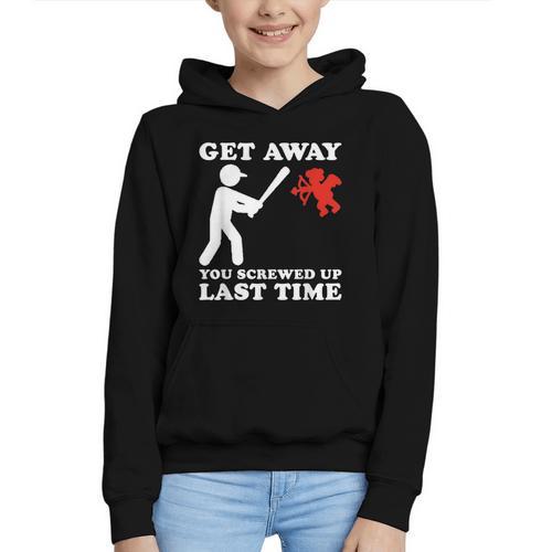Baseball Anti Valentine Humor Cupid Joke Men Women Graphic Youth Hoodie - Sportilla