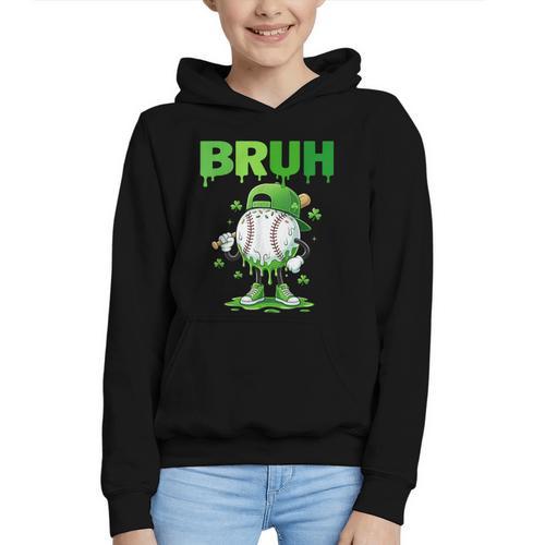 Baseball Bruh Drip Ice Cream Youth Boy St Patricks Day Graphic Youth Hoodie - Sportilla
