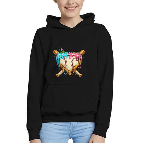 Baseball Drip For Boys Ice Cream Dripping Baseball Sport Graphic Youth Hoodie - Sportilla