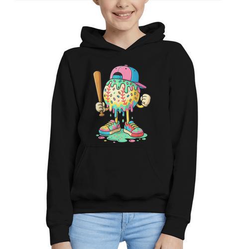 Baseball Drip For Boys Ice Cream Drip Baseball Sport Graphic Youth Hoodie - Sportilla