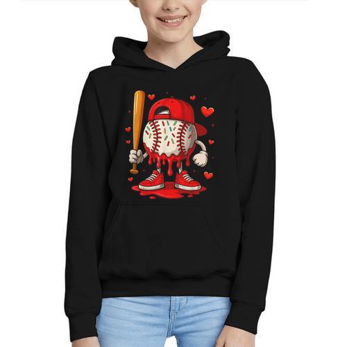 Baseball Drip Ice Cream Apparel Boys Kids Valentines Day Graphic Youth Hoodie - Sportilla