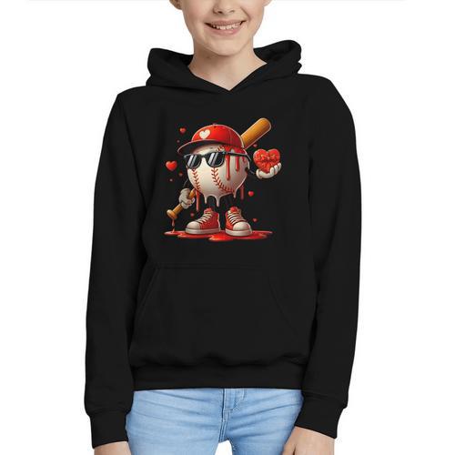 Baseball Drip Ice Cream Apparel Youth Boy Valentine Graphic Youth Hoodie - Sportilla