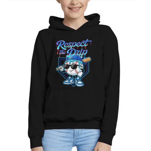 Baseball Drip Ice Cream Respect The Drip Home Plate Boy Kids Graphic Youth Hoodie - Sportilla