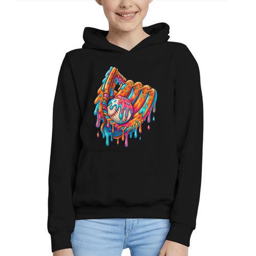 Baseball Drip Ice Cream Sprinkles Baseball Glove For Boys Graphic Youth Hoodie - Sportilla