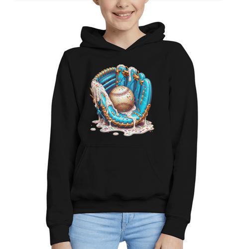 Baseball Drip Ice Cream Sprinkless Glove Boy Kid Graphic Youth Hoodie - Sportilla