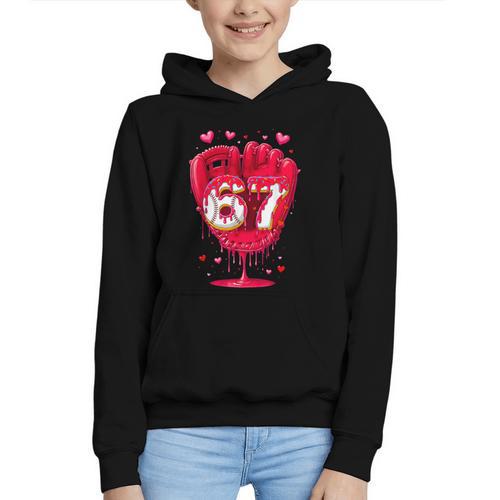 Baseball Drip Ice Cream Valentine Youth Boys Girls Sport Graphic Youth Hoodie - Sportilla