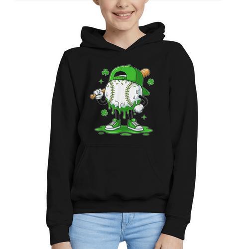 Baseball Drip Icecream Apparel Youth Boy St Patrick's Day Graphic Youth Hoodie - Sportilla