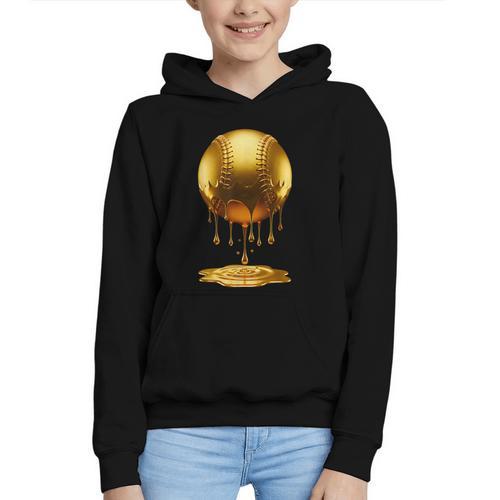 Baseball Dripping Drip Gold Sport Player Coach Baller Graphic Youth Hoodie - Sportilla