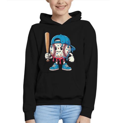 Baseball Drippy Style Apparel For Boys Youth Cool Baseball Graphic Youth Hoodie - Sportilla