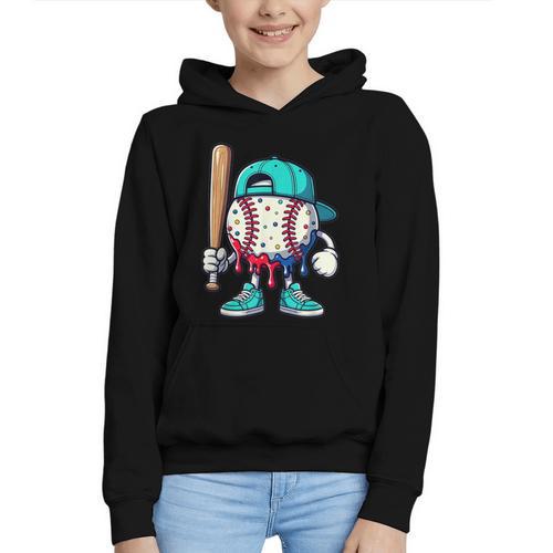 Baseball Drippy Style Apparel For Boys Youth Drip Baseball Graphic Youth Hoodie - Sportilla
