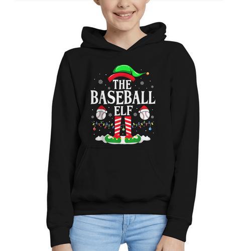 The Baseball Elf Christmas Sport Lovers Xmas Elf Graphic Youth Hoodie - Sportilla