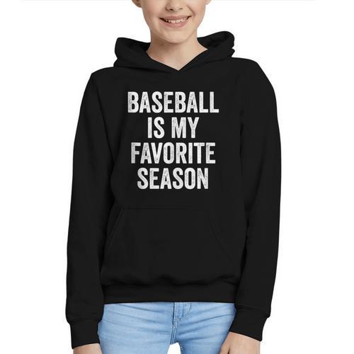Baseball Is My Favorite Season Baseball Player Graphic Youth Hoodie - Sportilla