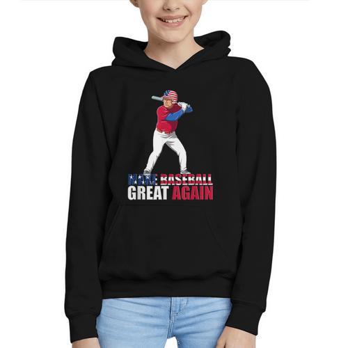 Make Baseball Great Again Donald Trump Baseball Graphic Youth Hoodie - Sportilla