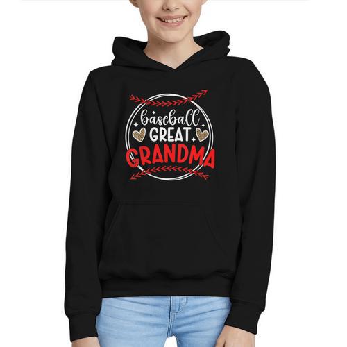 Baseball Great Grandma Of A Baseball Player Great Grandma Graphic Youth Hoodie - Sportilla