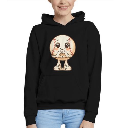 Baseball With Heart Hands Love Cute Baseball Graphic Youth Hoodie - Sportilla