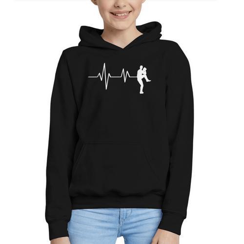 Baseball Heartbeat Pitcher Position Simple Line Art Graphic Youth Hoodie - Sportilla