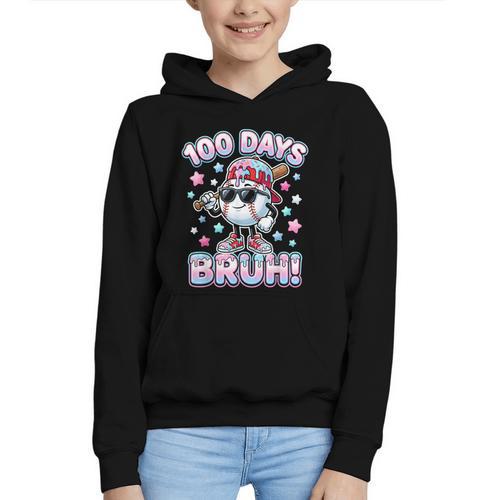 Baseball Ice Cram Drip 100 Days Of School 100th Boys Youth Graphic Youth Hoodie - Sportilla
