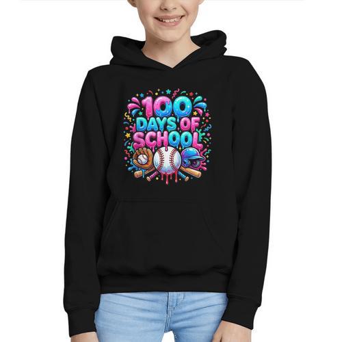Baseball Ice Cream Drip 100 Days Of School Student Teacher Graphic Youth Hoodie - Sportilla